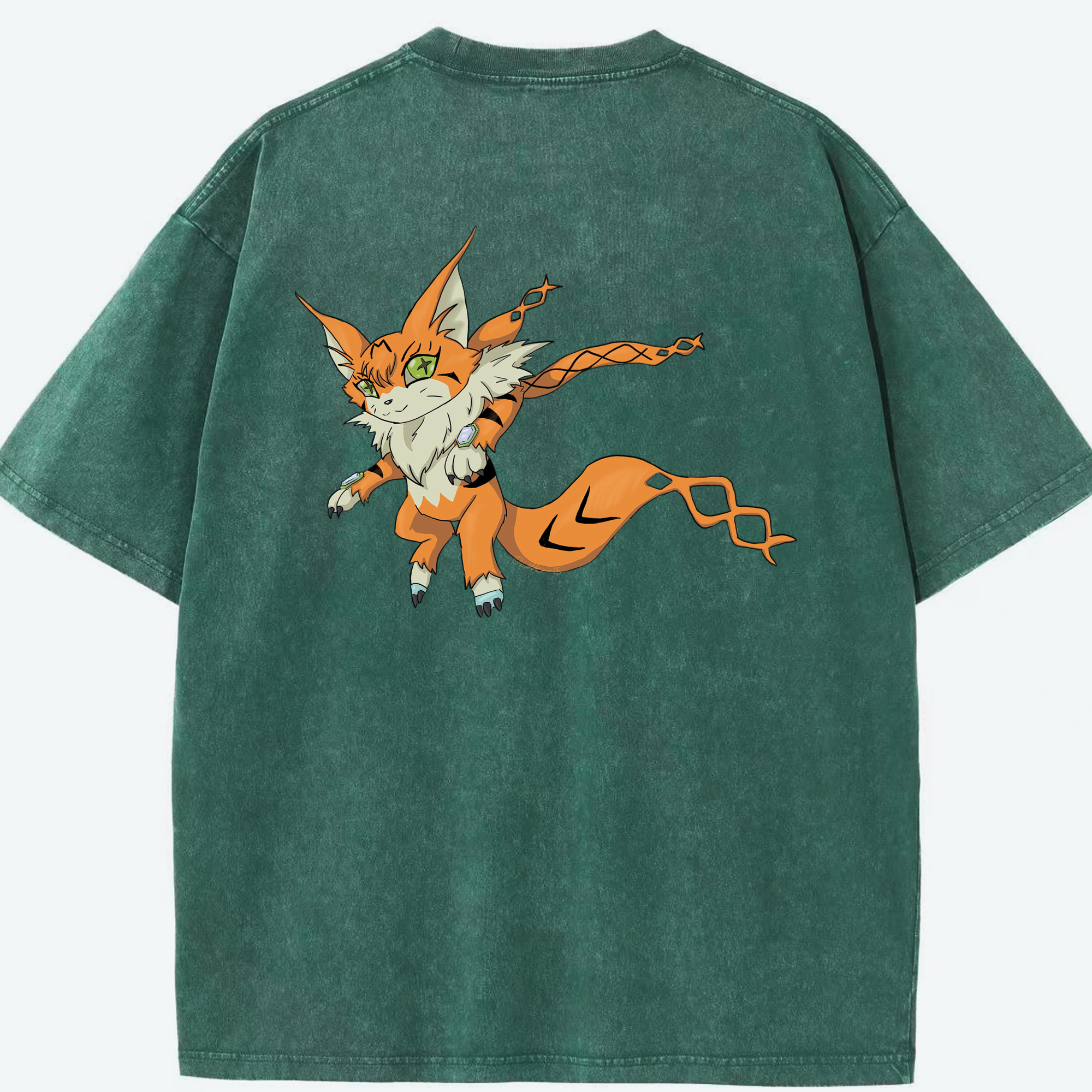 （画像用） Digimon デジタルモンスター/デジモン 綿100% ヴィンテージ風 半袖Tシャツ（背面プリント）
